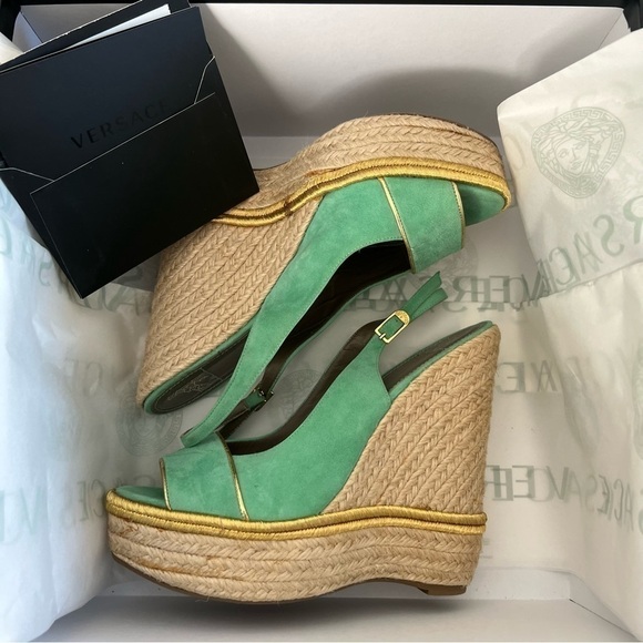 Versace medusa suede espadrille platform - Picture 3 of 16